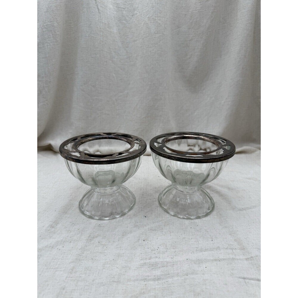 Vintage Silver Overlay Footed Dessert Bowls - 2